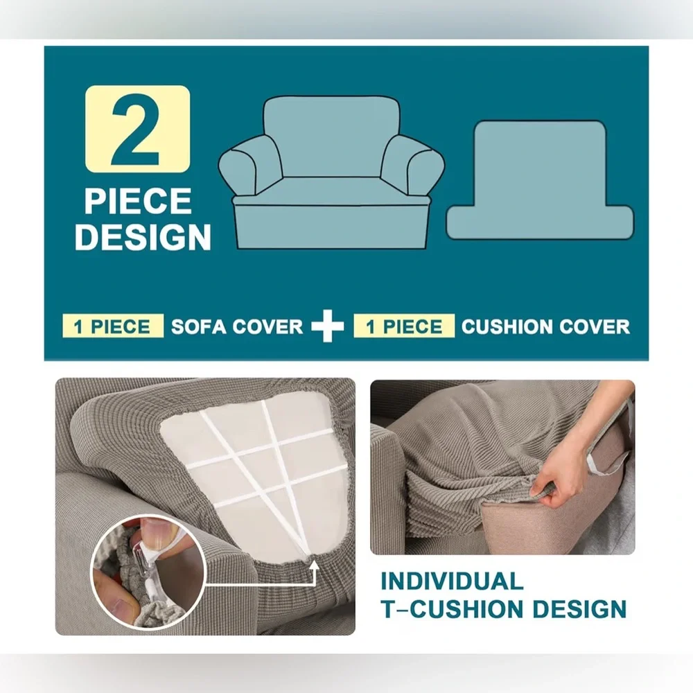 Turquoize ArmChair Slipcover with Individual T Cushion Seat Covers